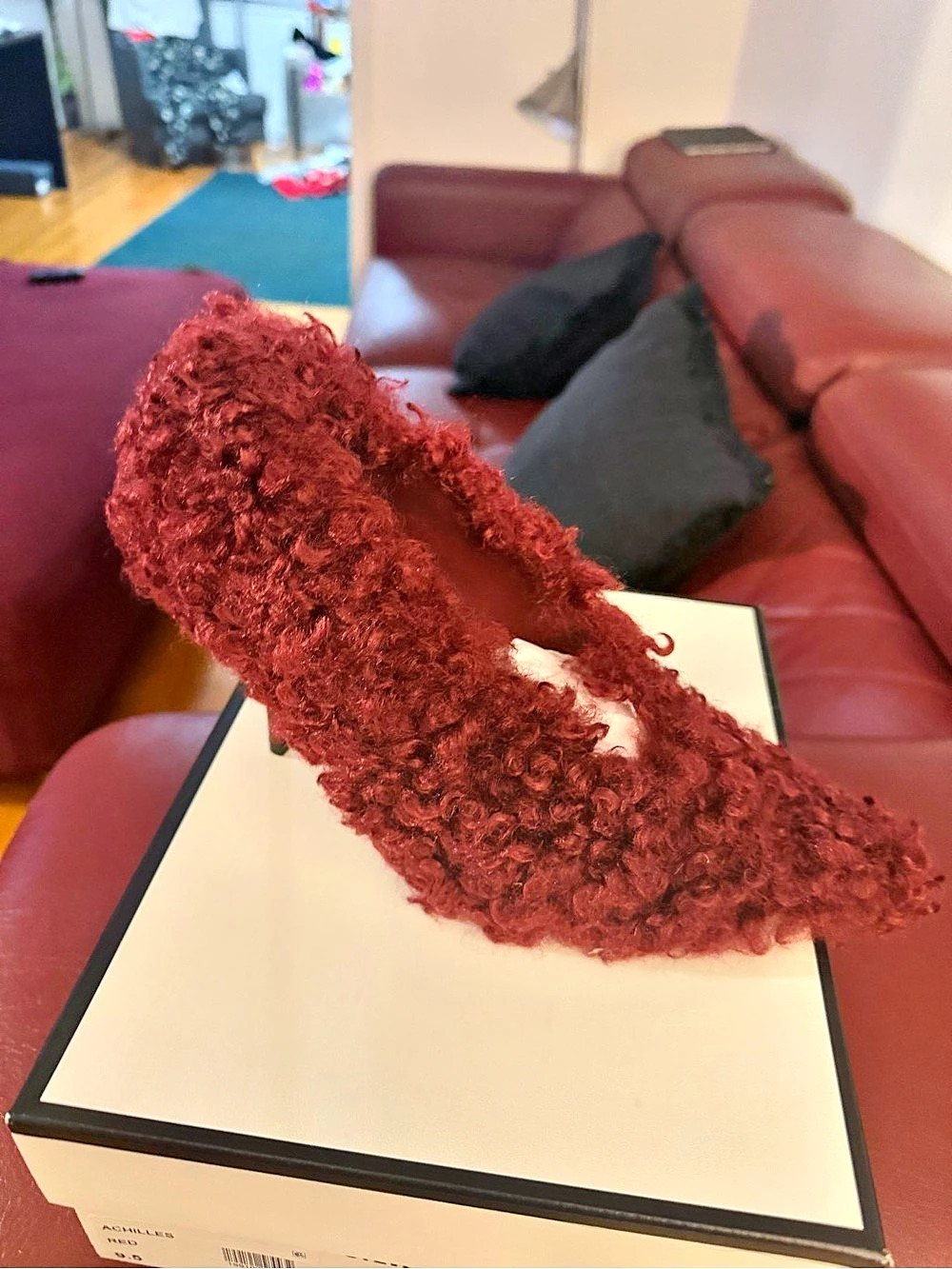 Steve Madden Achilles Red Faux Fur Heels US 9.5
